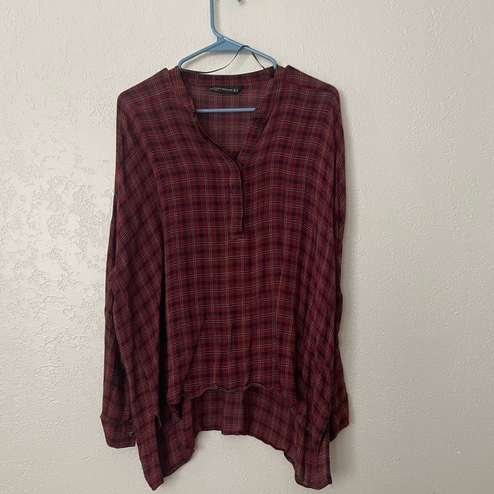 ZARA woman oversized checkered top